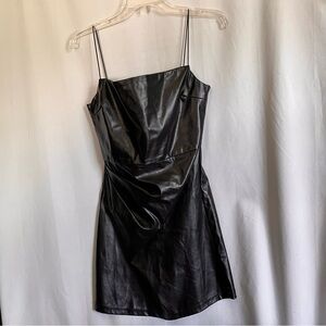 Black faux leather mini dress size medium